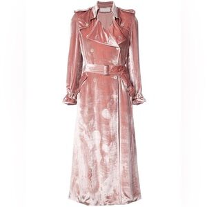 Fleur Du Mal Velvet Trench Coat Silk Blend